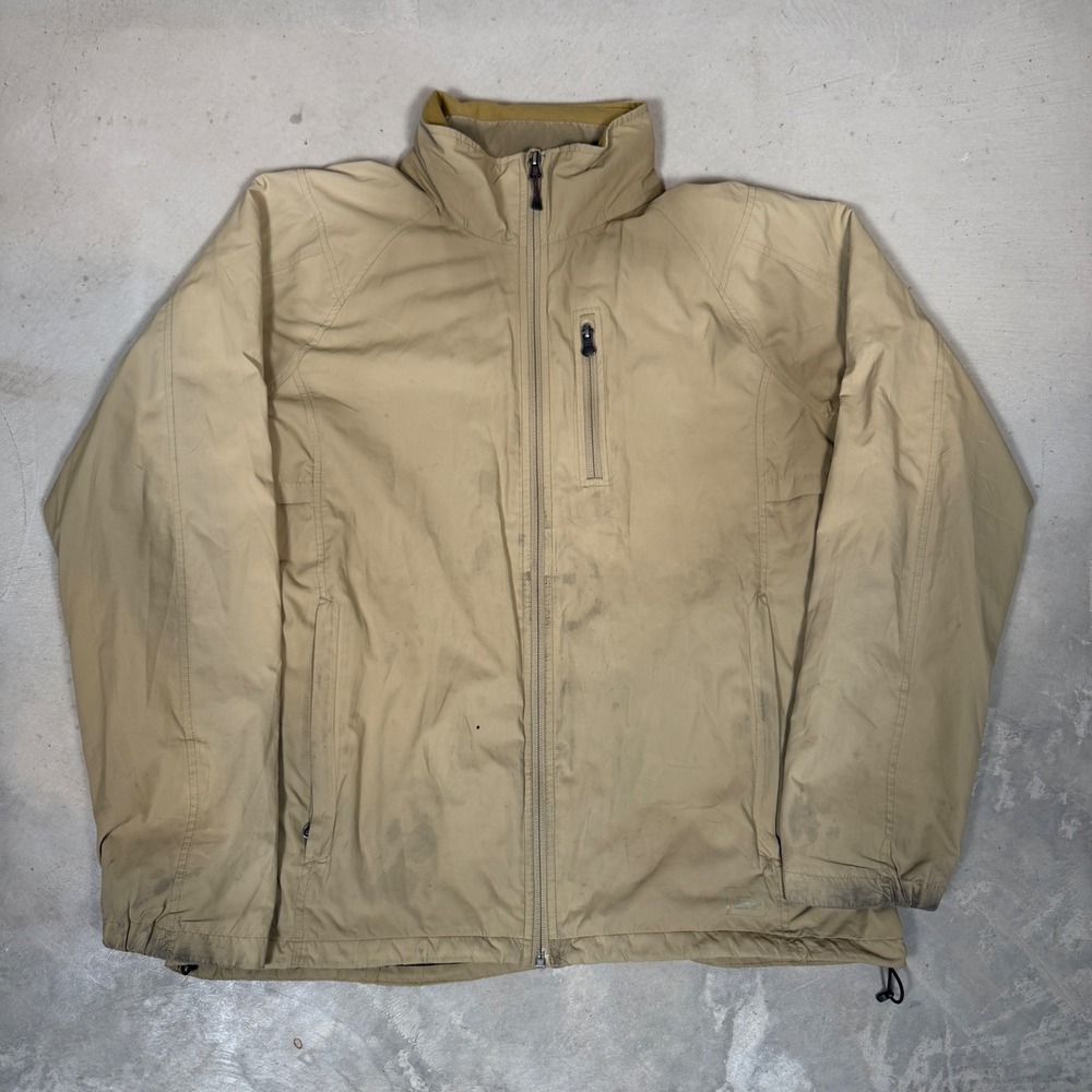 REI Mens Full Zip Windbreaker Jacket Tan Beige Mesh Lined Outdoor Large